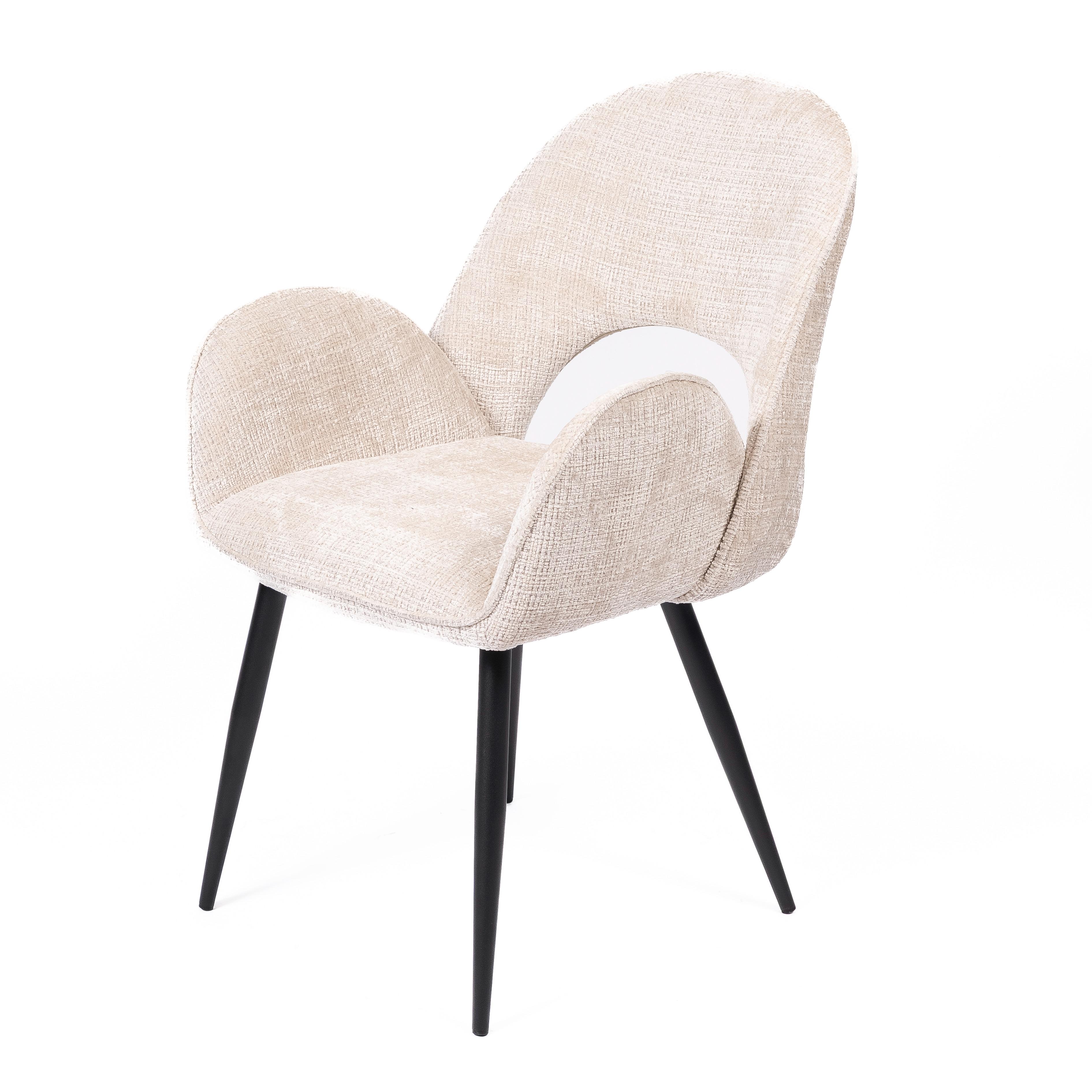 DANTE CREME - CHAISE - TISSU - PIEDS METAL NOIR