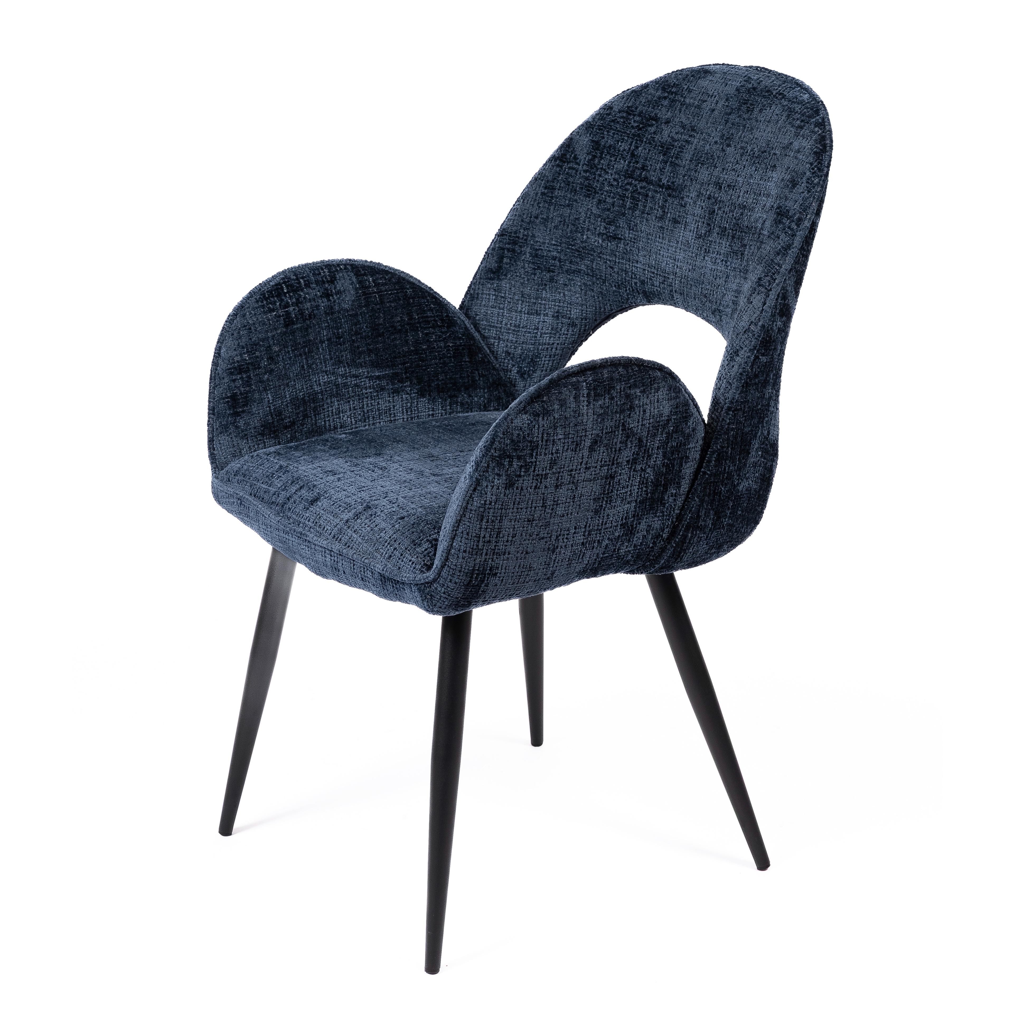 DANTE BLEU - CHAISE - TISSU - PIEDS METAL NOIR