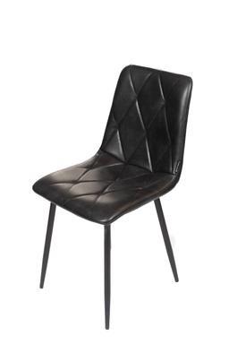 ROMA | Dining chair dark grey PU leather with diamond stitching – black metal legs – suitable for home and horeca