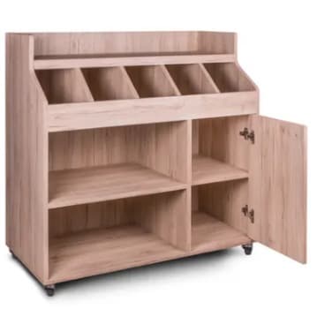 SERVANT CABINET | Light brown wooden service cabinet for lids, cutlery and accessories