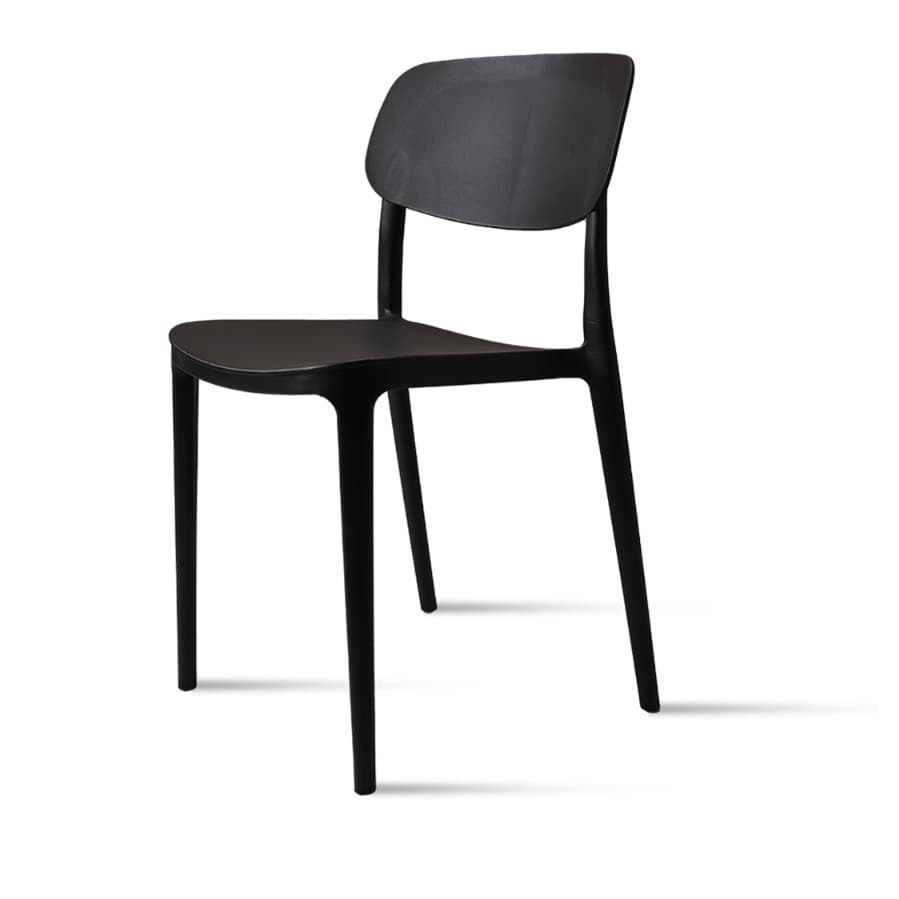 MONA BLACK | Stackable outdoor terrace chair in woven-look plastic