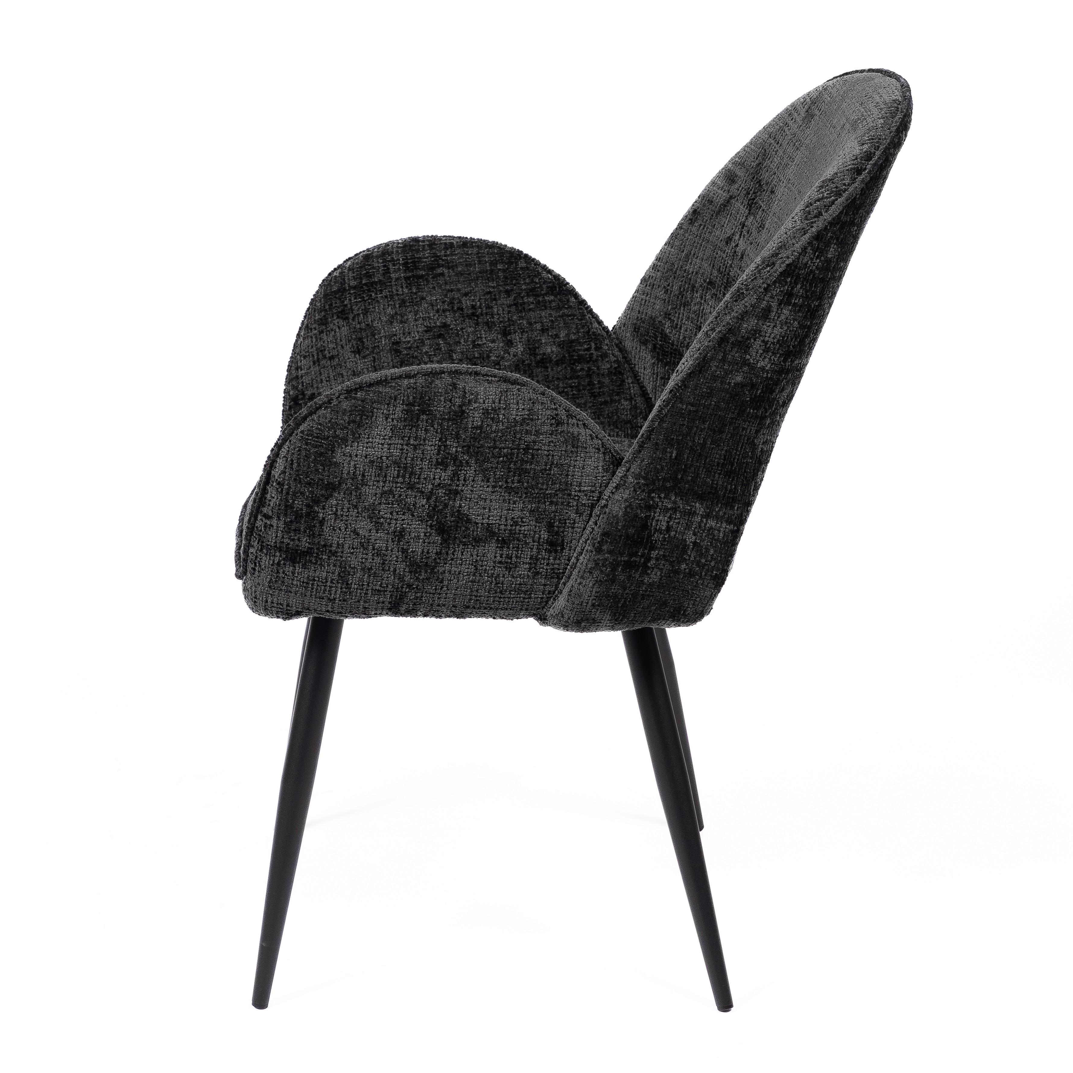 DANTE DARK GREY - CHAIR - FABRIC - BLACK METAL LEGS