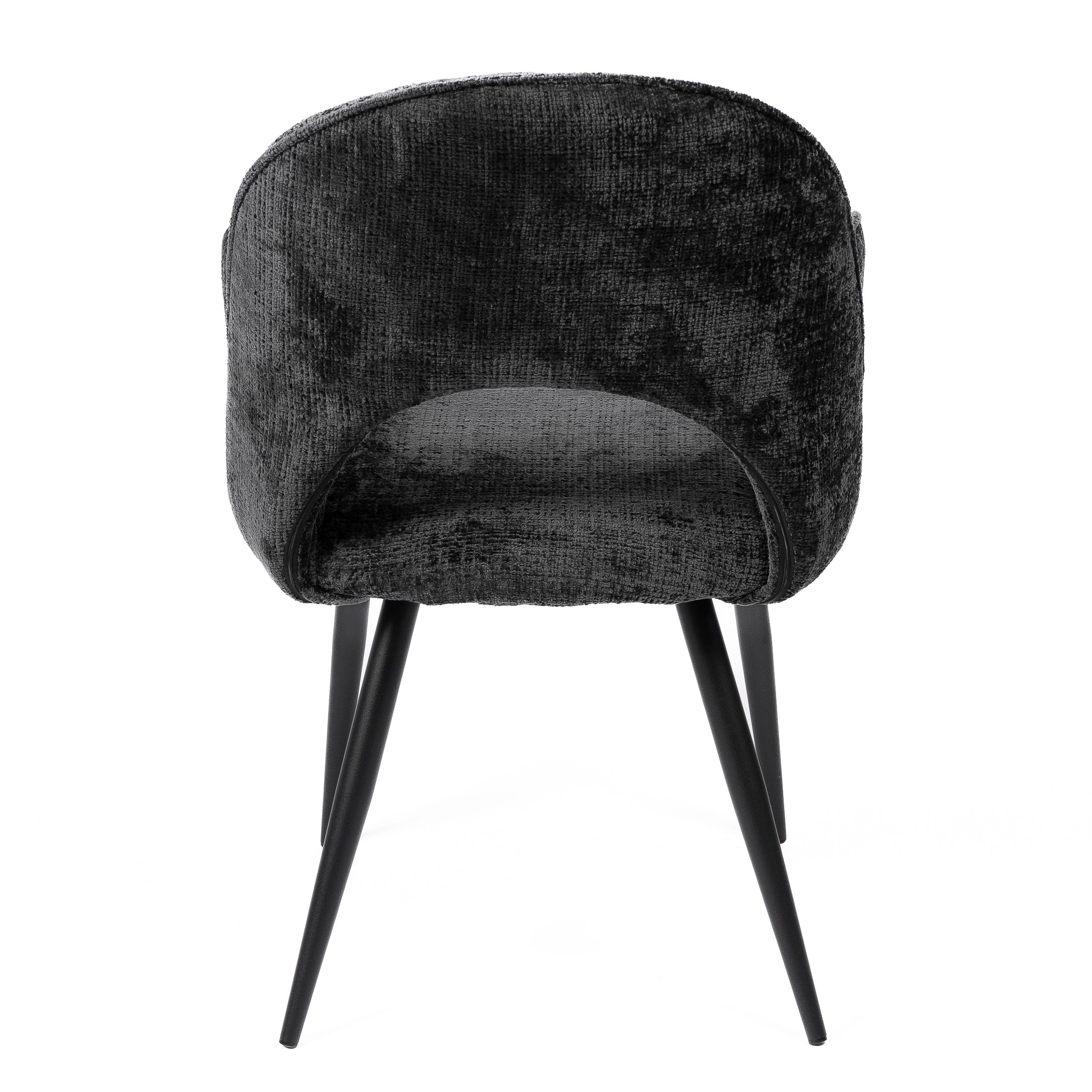 DANTE DARK GREY - CHAIR - FABRIC - BLACK METAL LEGS