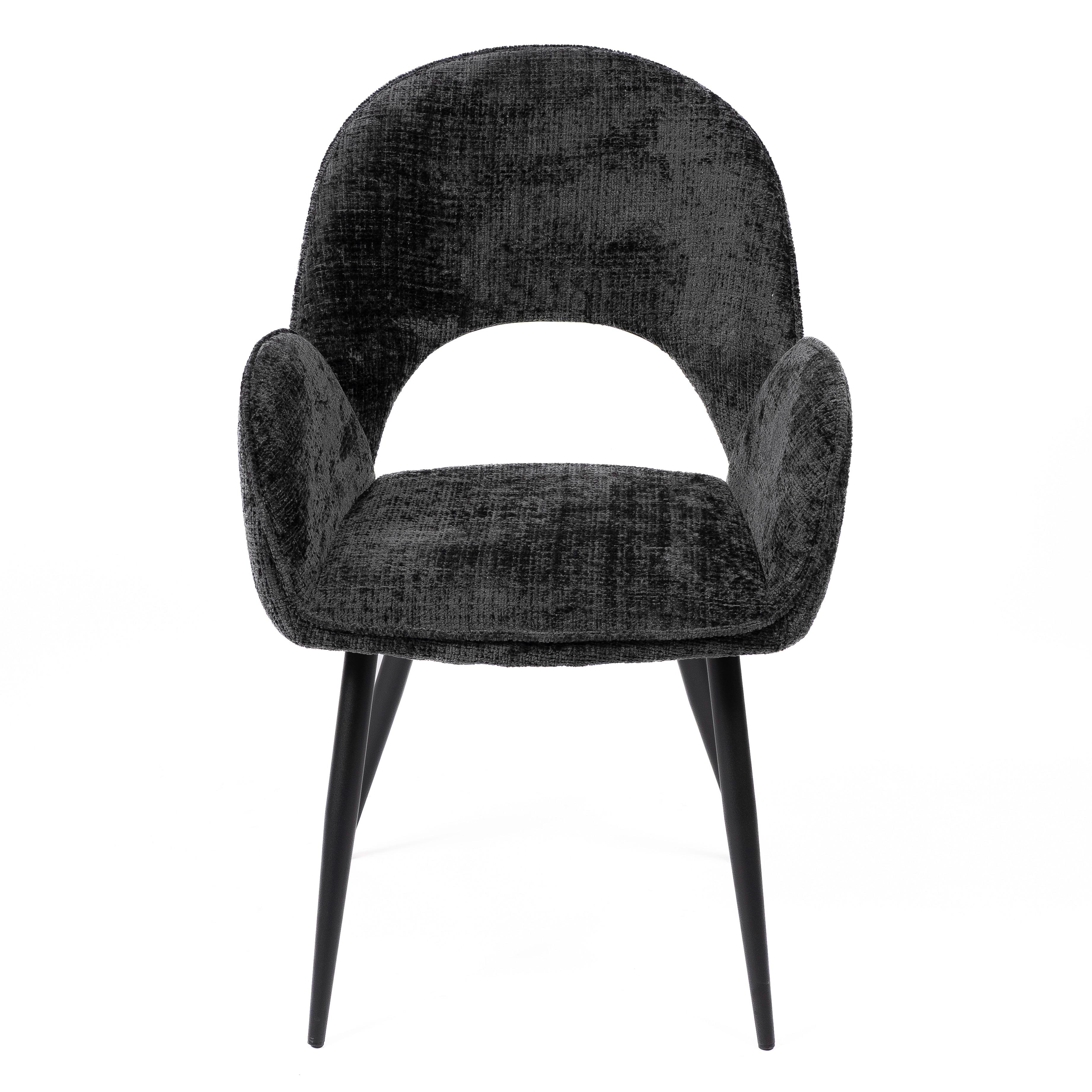 DANTE DARK GREY - CHAIR - FABRIC - BLACK METAL LEGS