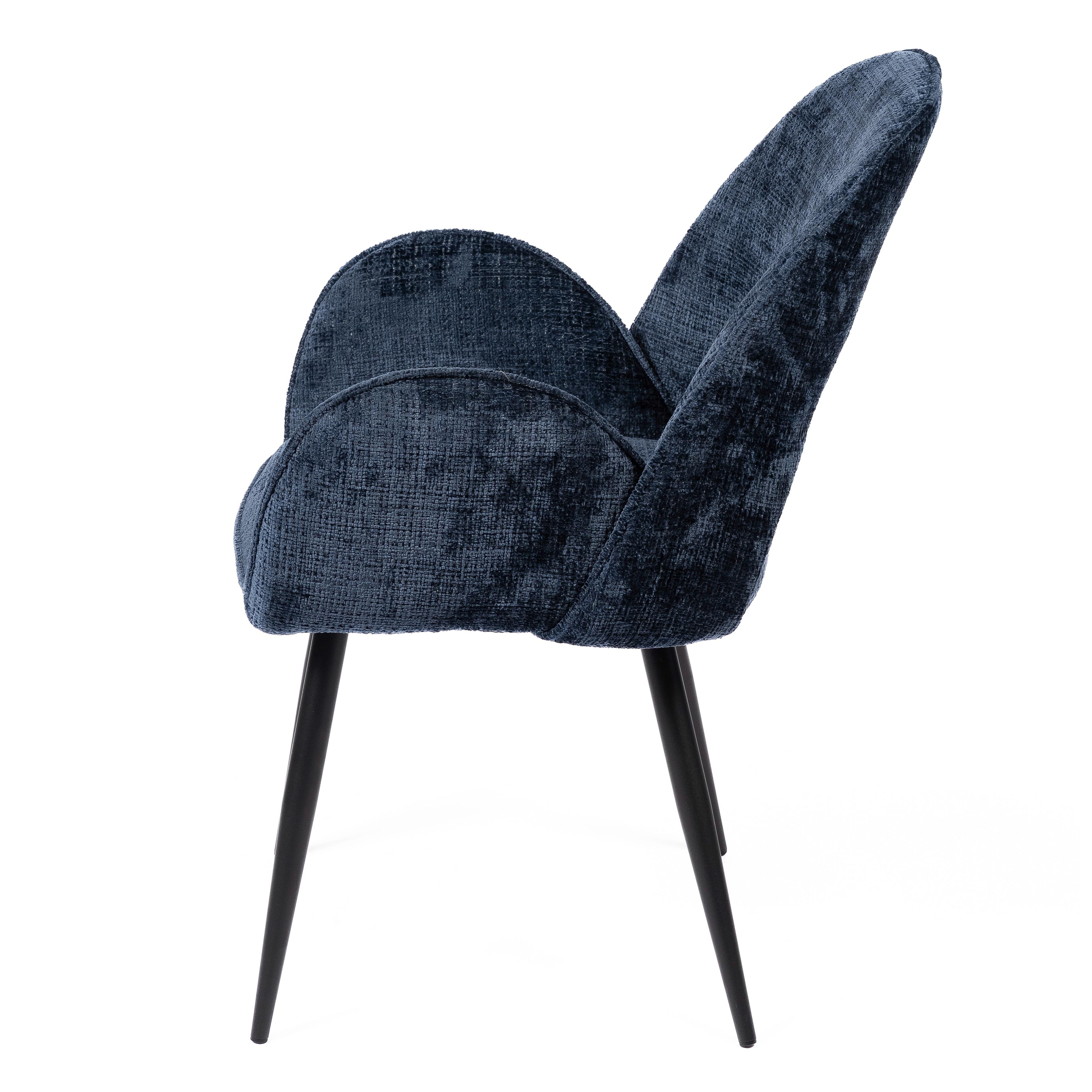 DANTE BLUE - CHAIR - FABRIC - BLACK METAL LEGS