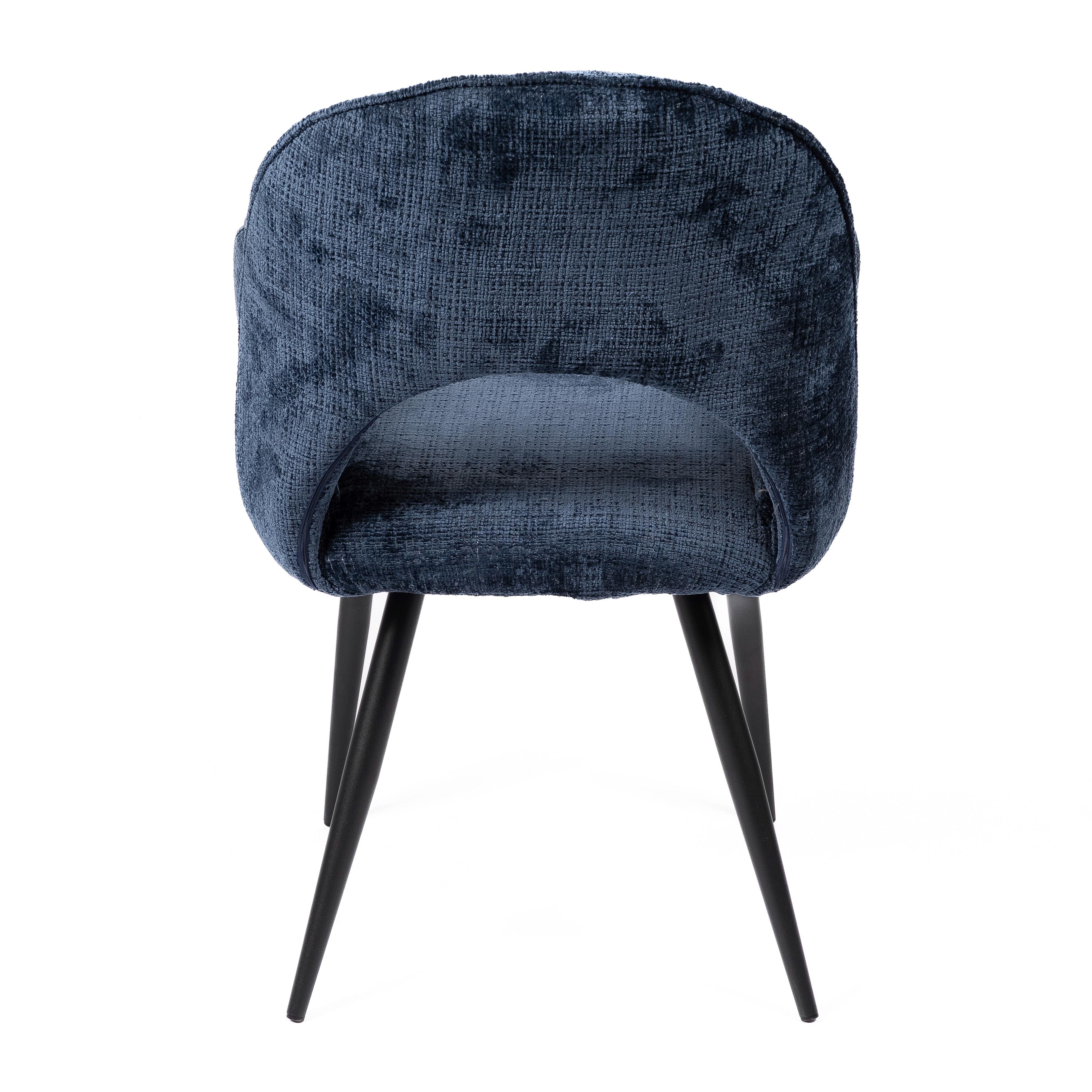 DANTE BLUE - CHAIR - FABRIC - BLACK METAL LEGS