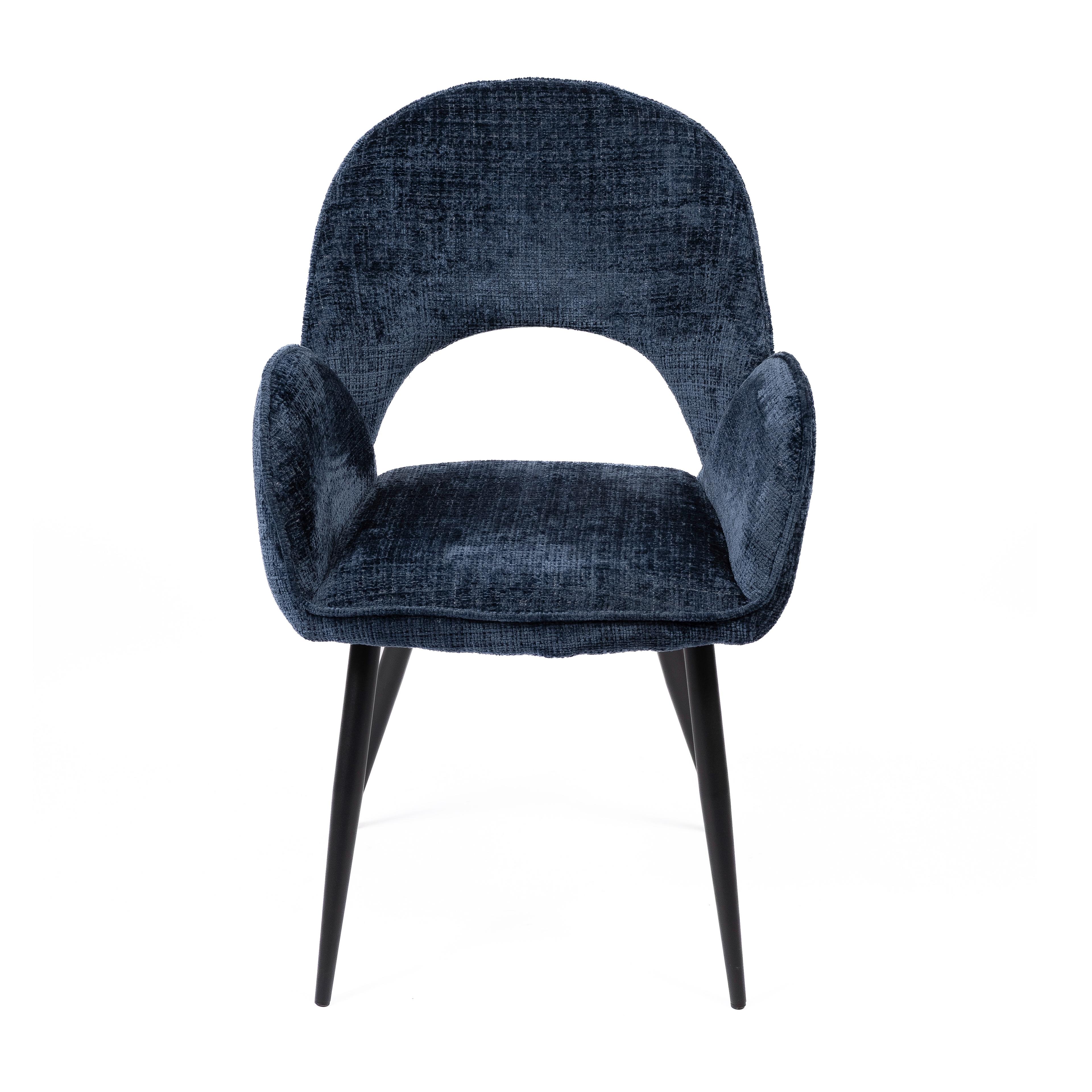 DANTE BLUE - CHAIR - FABRIC - BLACK METAL LEGS