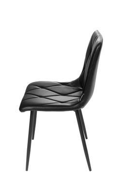 ROMA | Dining chair black PU leather with diamond stitching – black metal legs – suitable for home and horeca