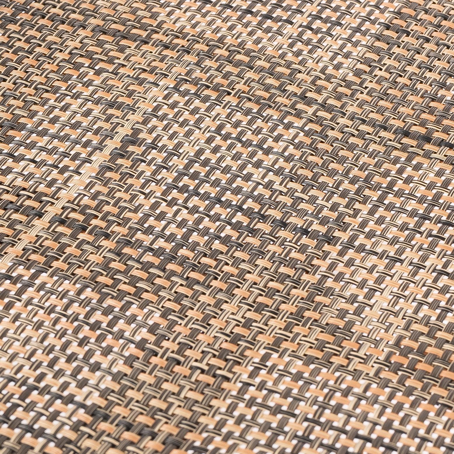 PESARO PESARO | Outdoor Chair in Beige Woven Synthetic Rattan with Armrests – Black Metal Frame – Stackable – Perfect for Garden, Terrace, Café & Restaurant