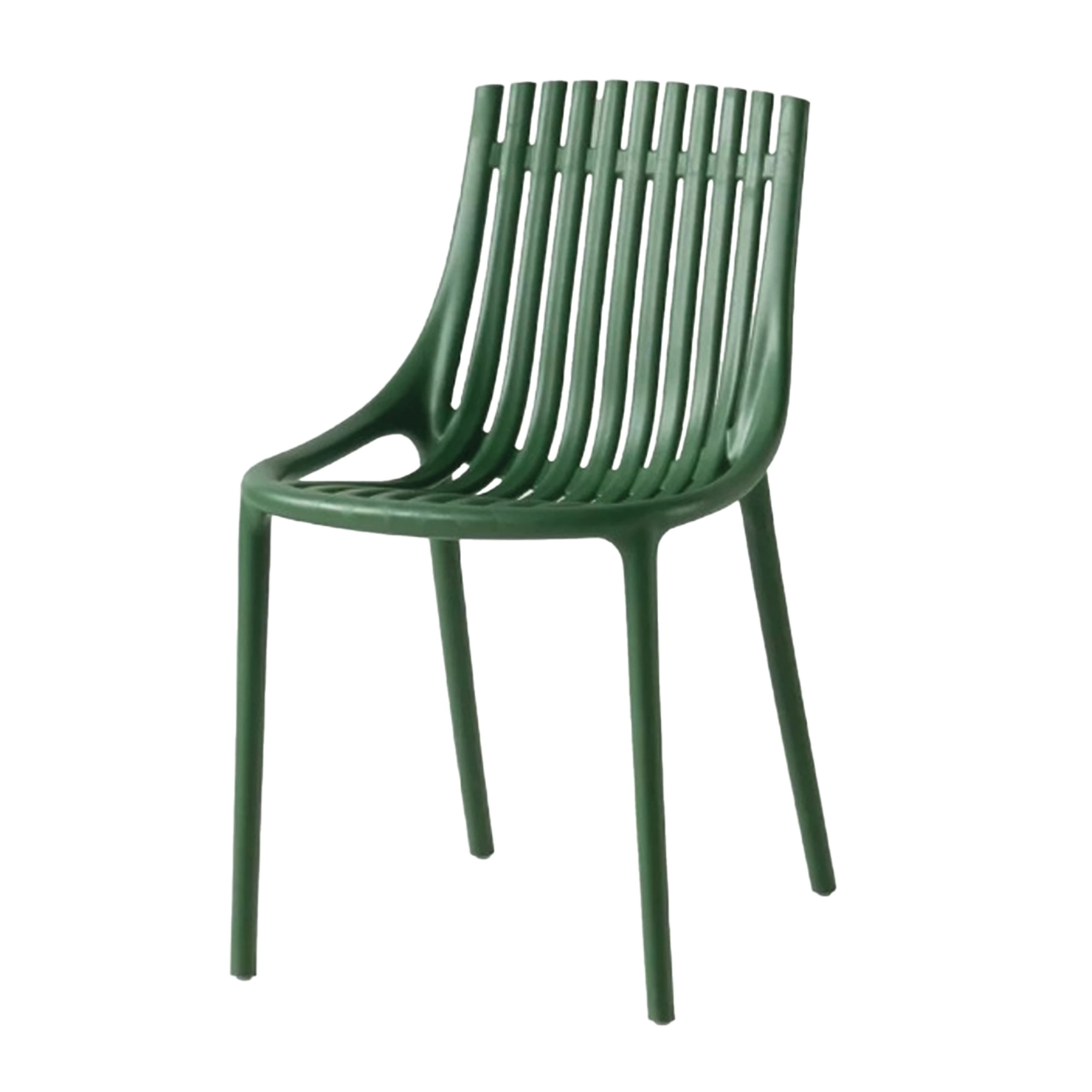 Chaise verte moderne en plastique pour extérieur – empilable, durable et idéale pour terrasse, HORECA et espaces extérieurs