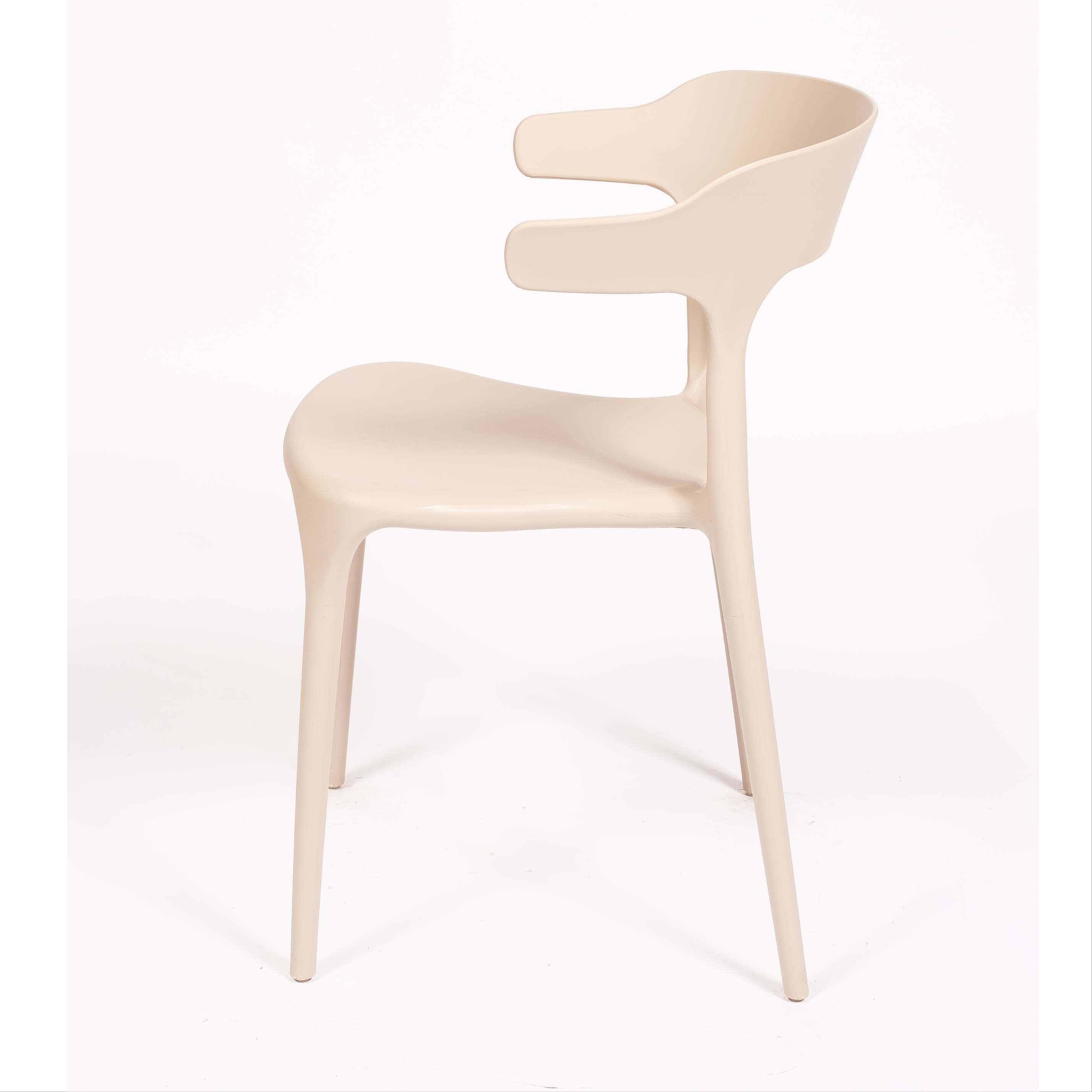 LUNA | Modern beige stackable plastic chair for indoor & outdoor use – ideal for terrace, HORECA, garden and residential spaces