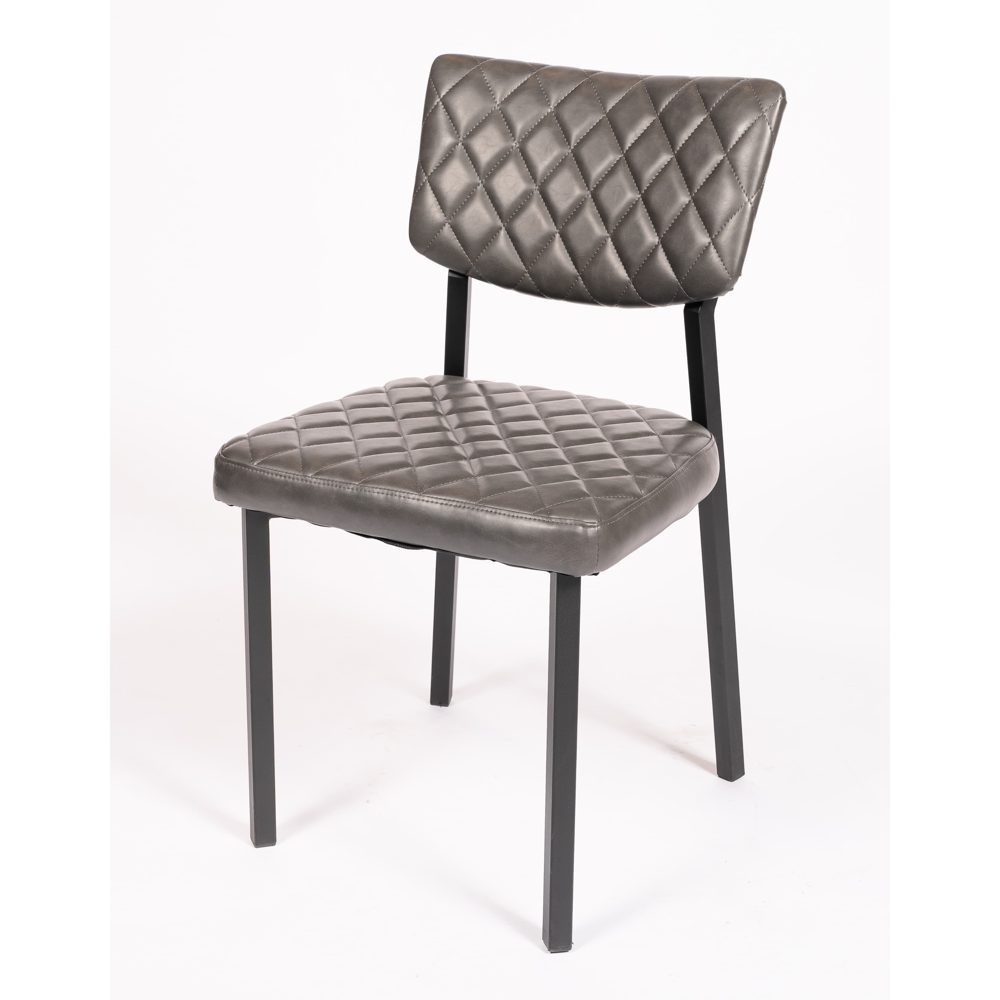 LUCA | Indoor chair with black metal frame and dark grey PU seat – modern, durable and ideal for restaurants, hotels and interior dining spaces
