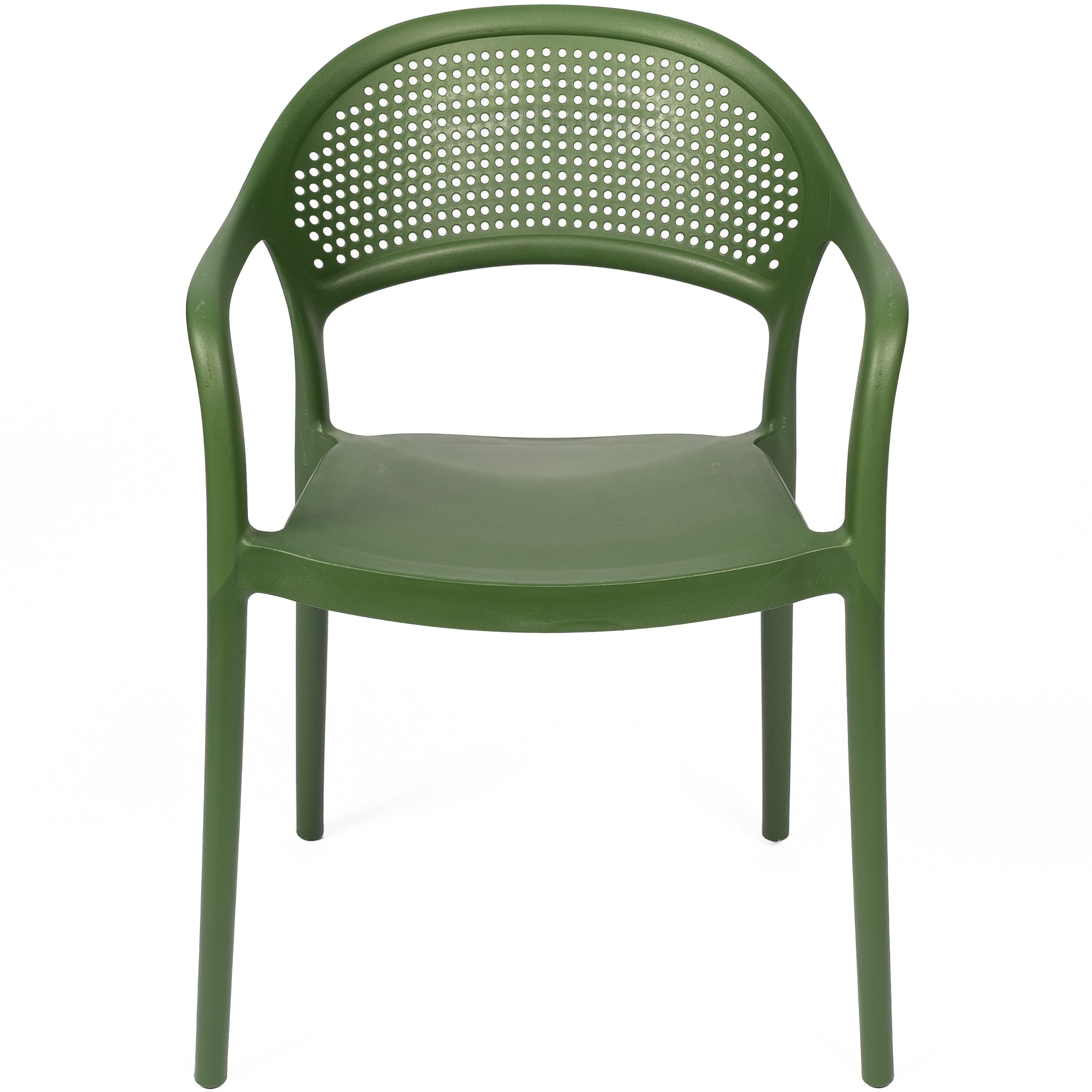 Modern Green Plastic Chair with Armrests