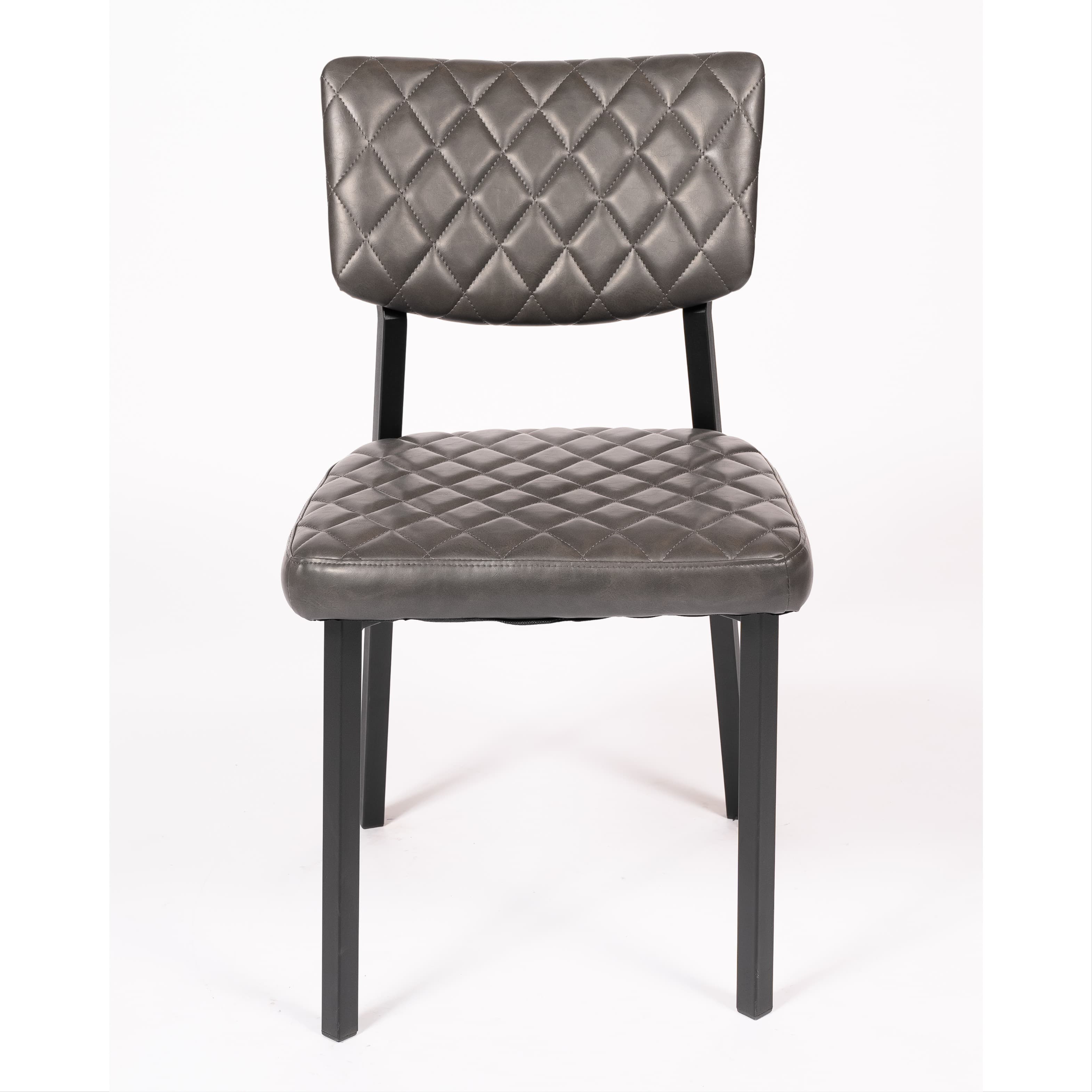 LUCA | Indoor chair with black metal frame and dark grey PU seat – modern, durable and ideal for restaurants, hotels and interior dining spaces