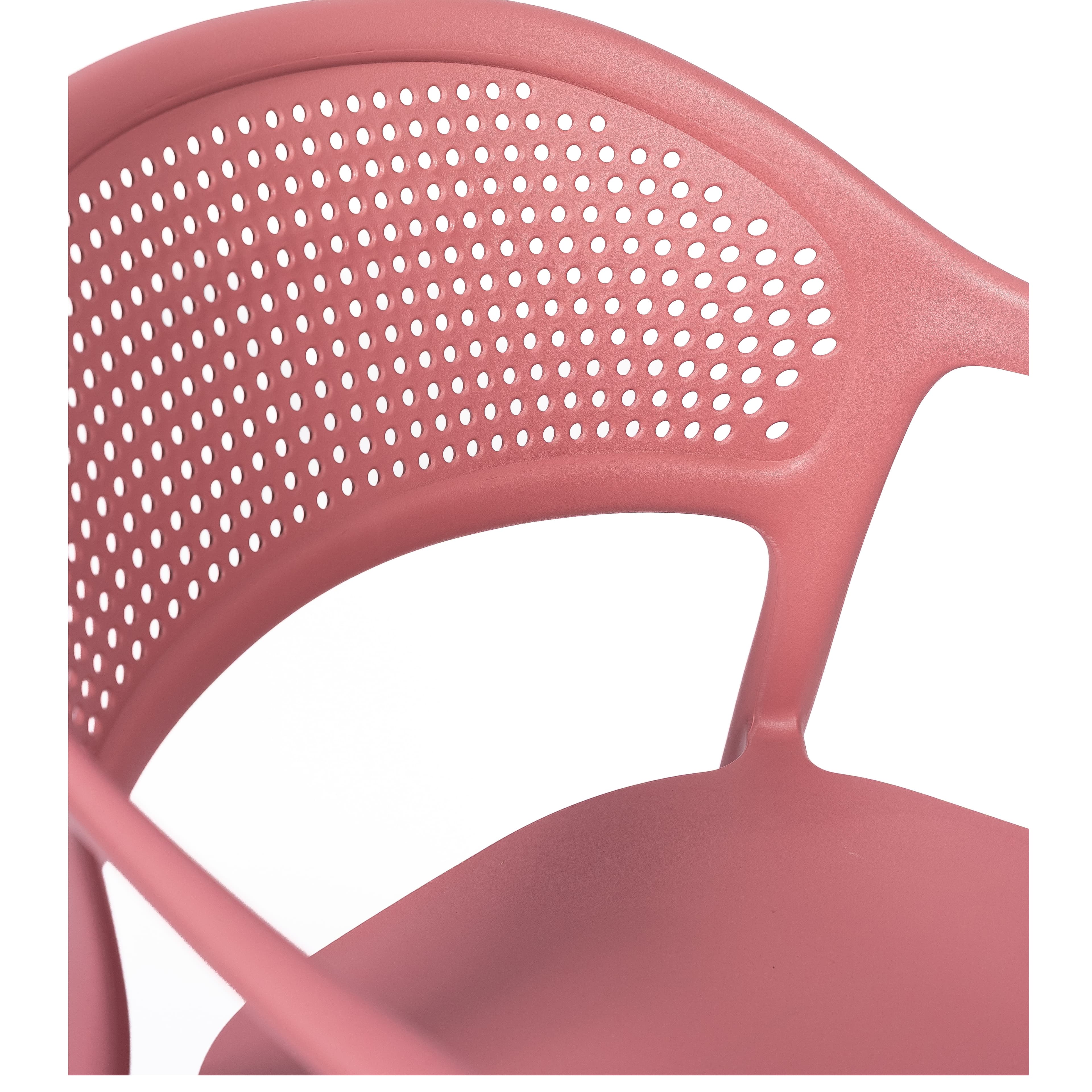 Modern Pink Plastic Chair with Armrests