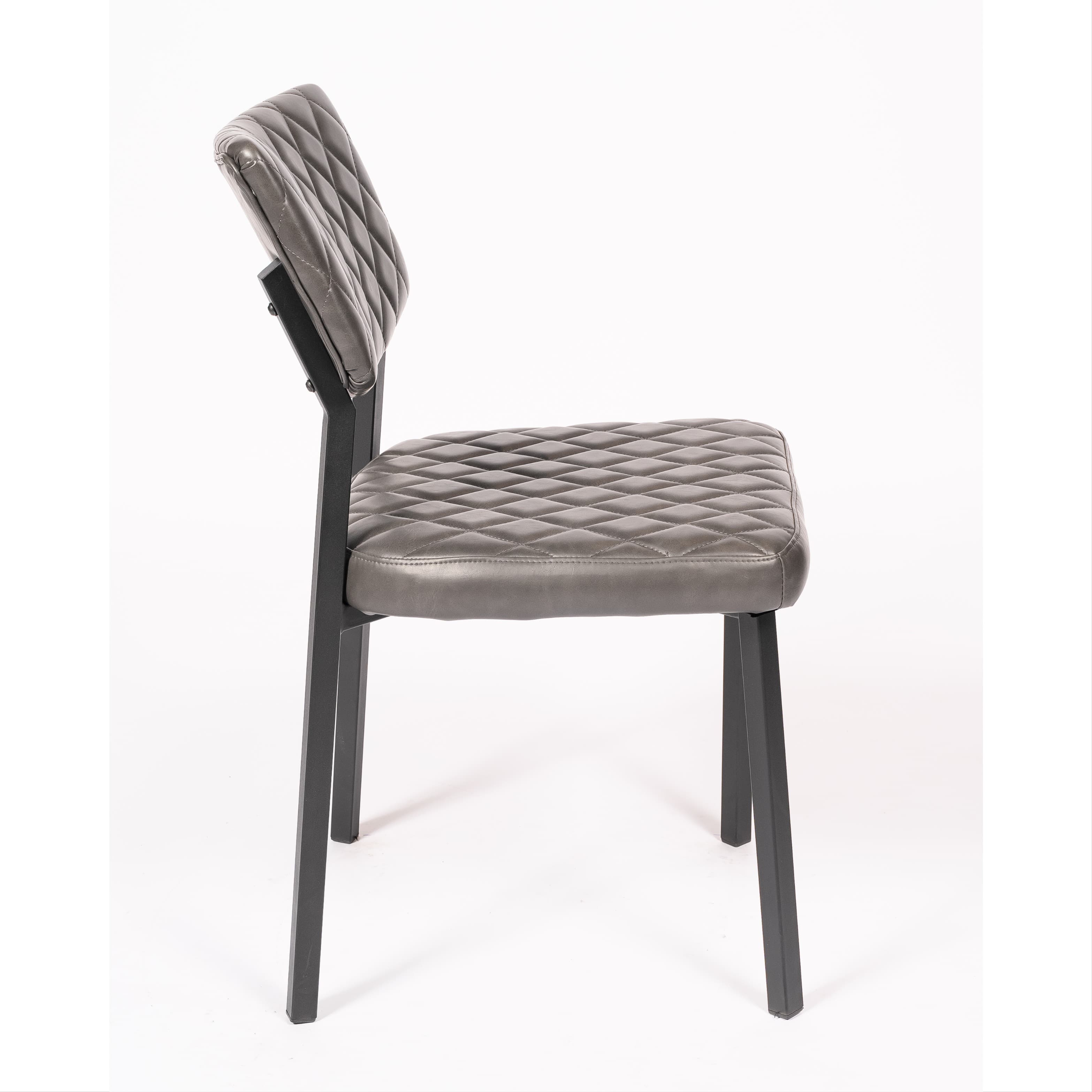 LUCA | Indoor chair with black metal frame and dark grey PU seat – modern, durable and ideal for restaurants, hotels and interior dining spaces