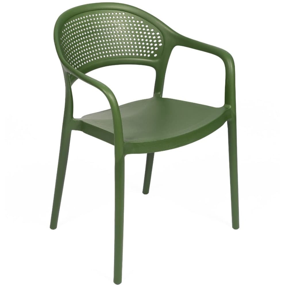 Modern Green Plastic Chair with Armrests