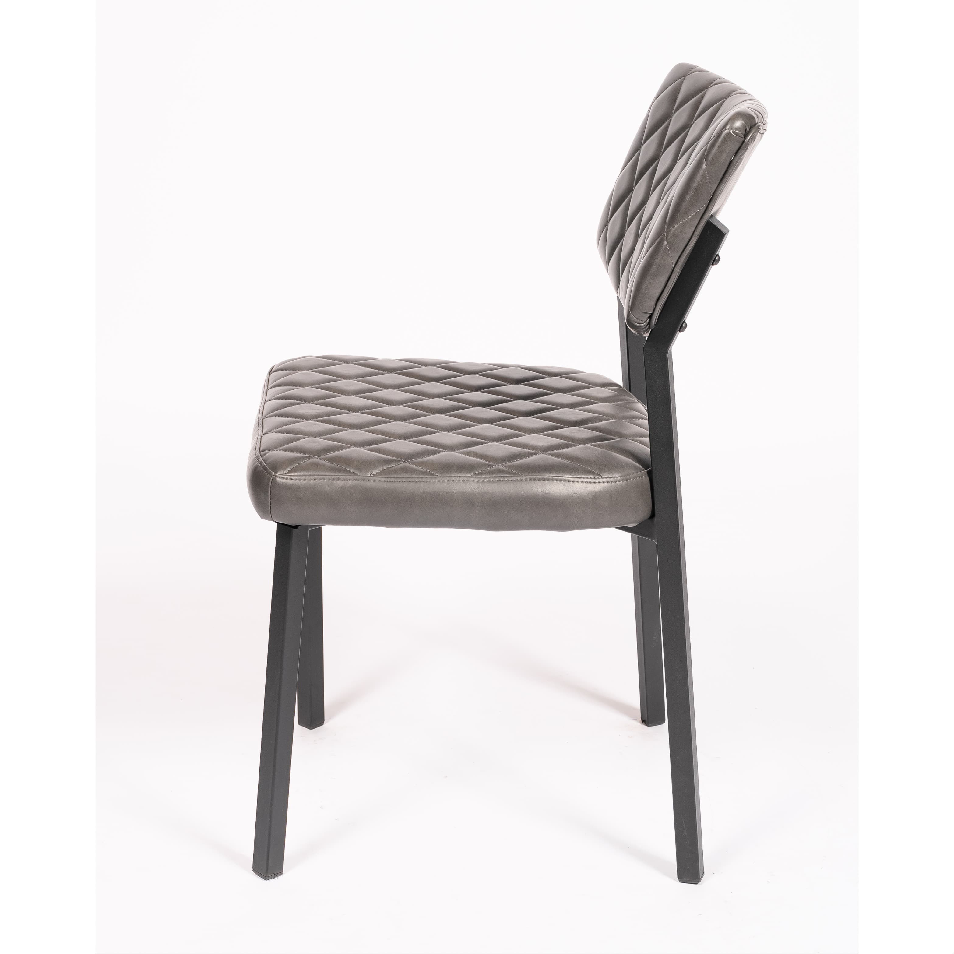 LUCA | Indoor chair with black metal frame and dark grey PU seat – modern, durable and ideal for restaurants, hotels and interior dining spaces