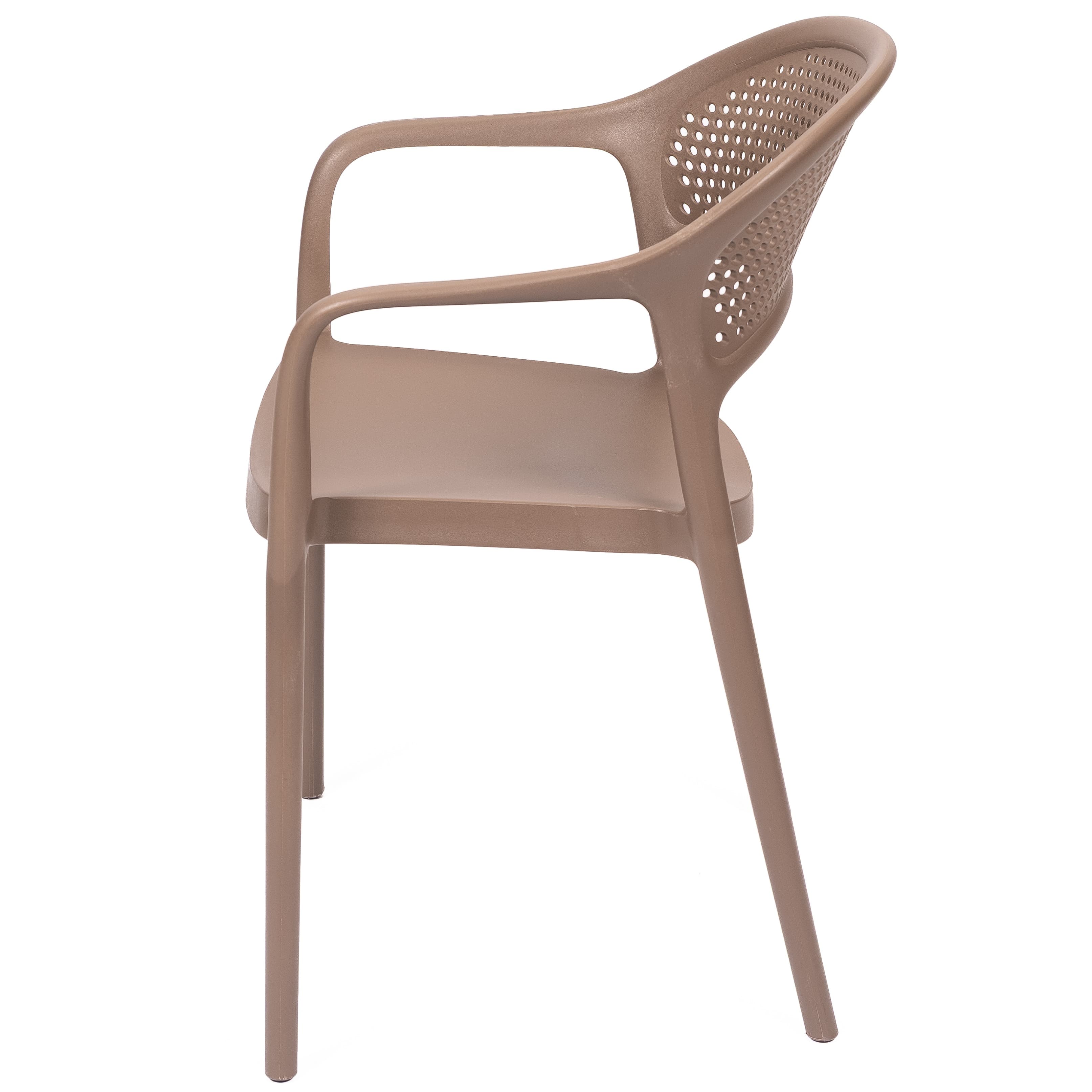 Modern Brown Plastic Chair with Armrests