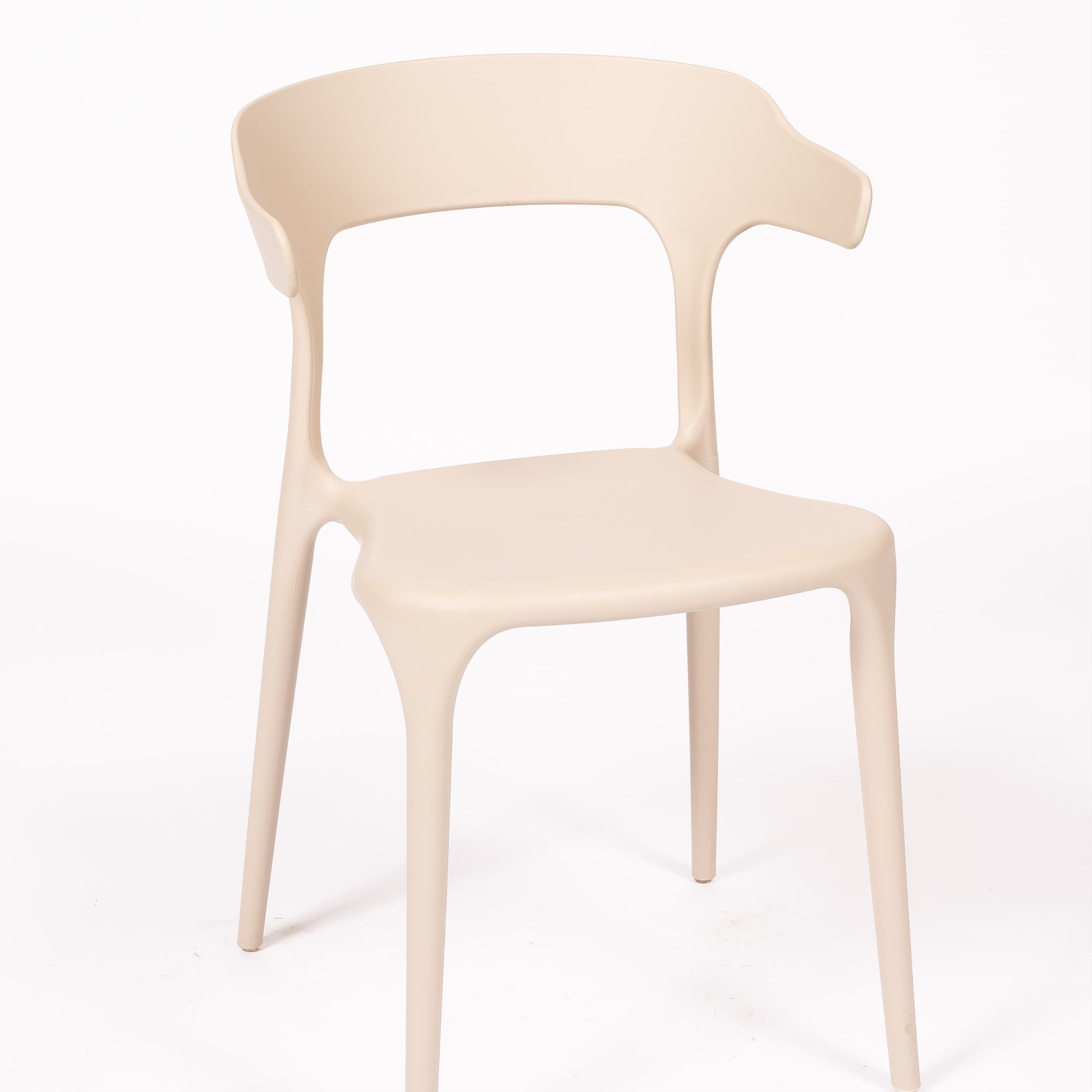 LUNA | Modern beige stackable plastic chair for indoor & outdoor use – ideal for terrace, HORECA, garden and residential spaces